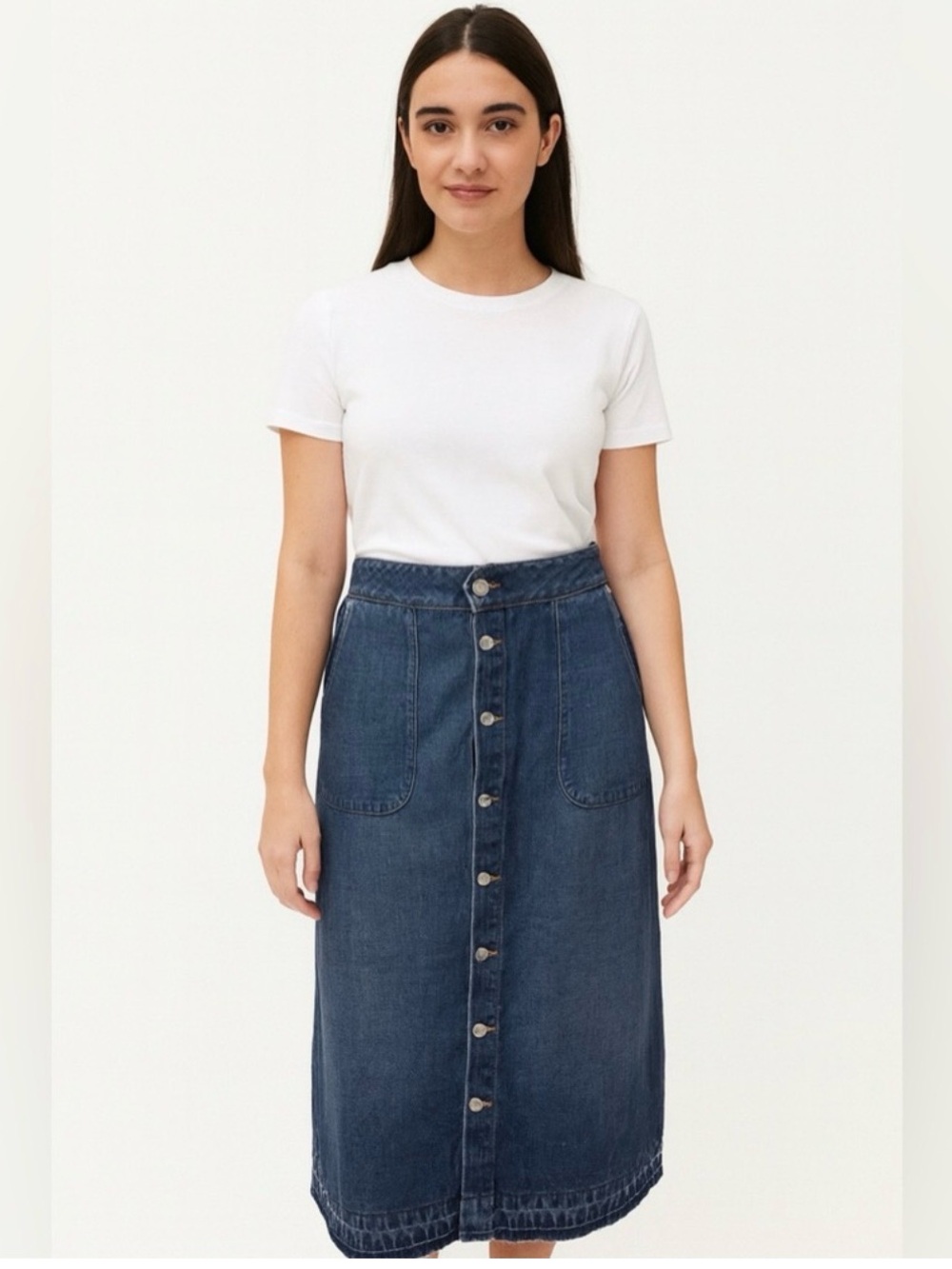 Daily Blue Tephy Button Down Denim A-Line Skirt size Small - Picture 1 of 16